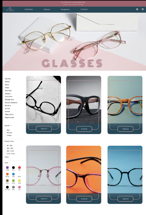 Glasses catalog page