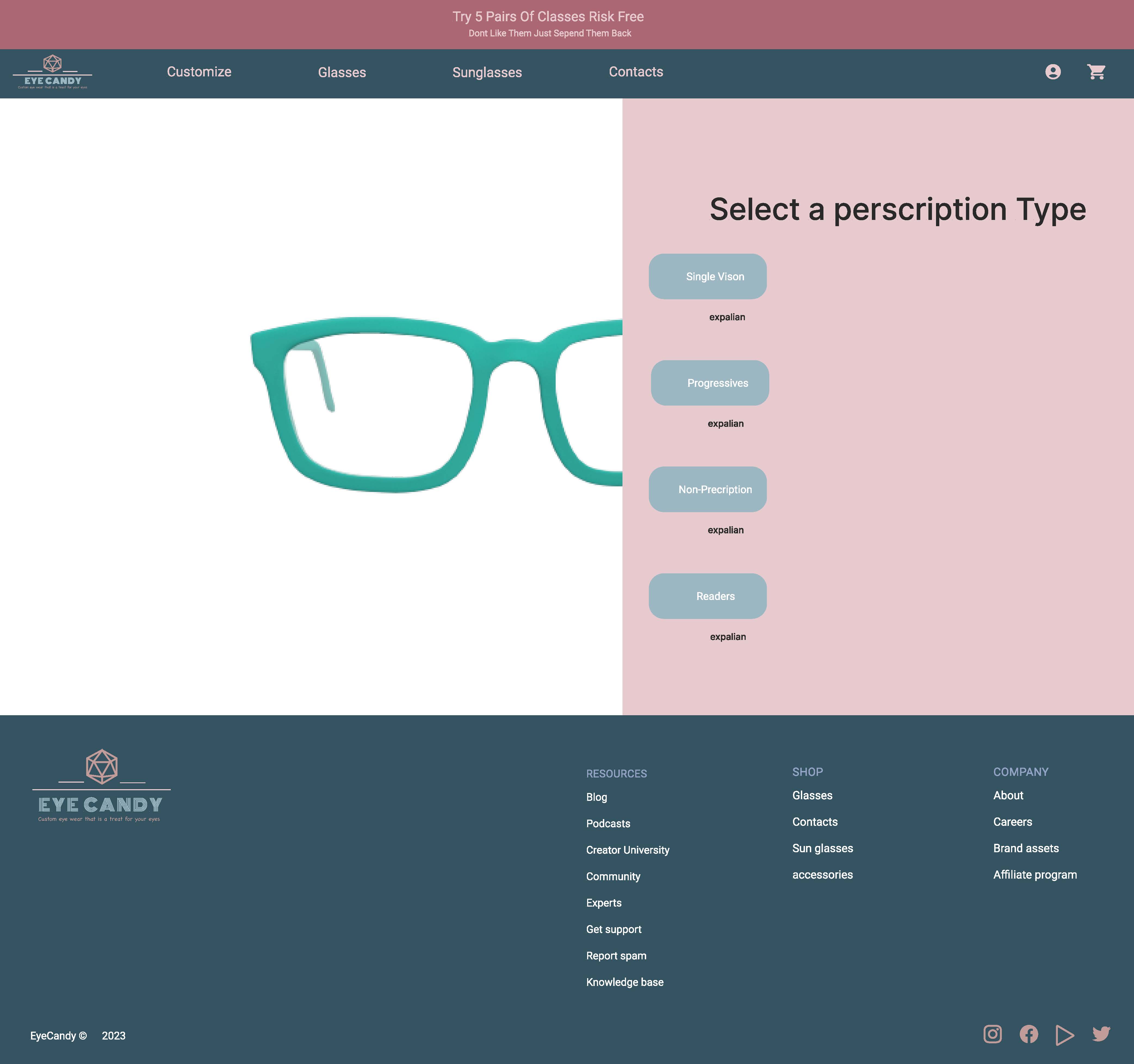 Prescription type selection