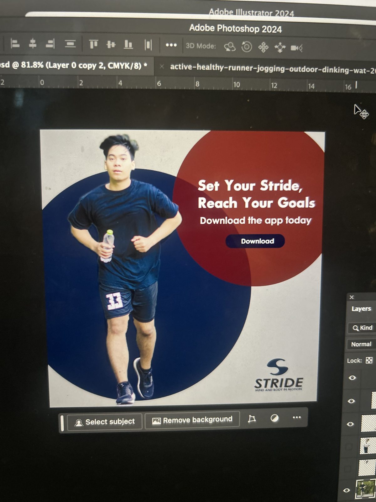 Stride Instagram ad design — runner in blue circle