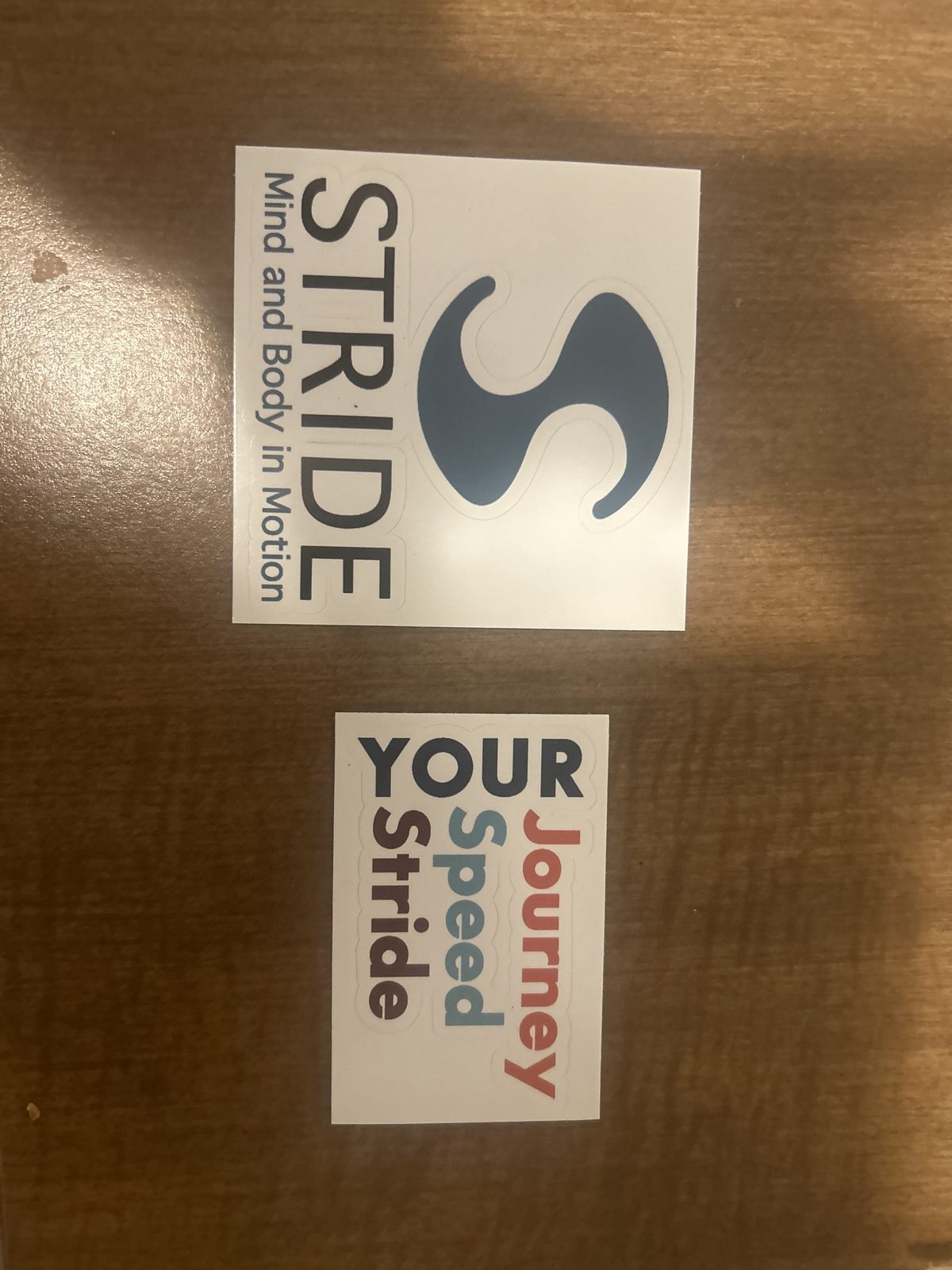 Stride printed brand cards and logo
