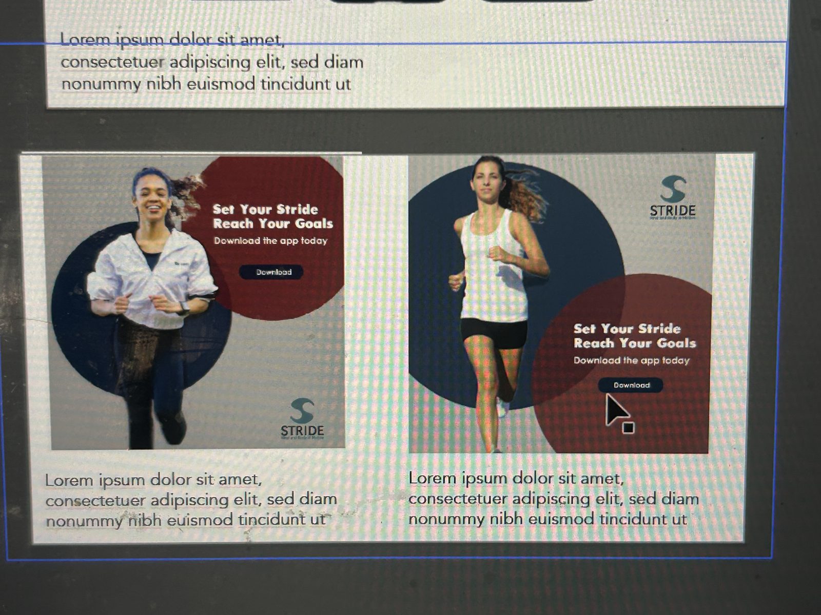 Stride social media ads on screen