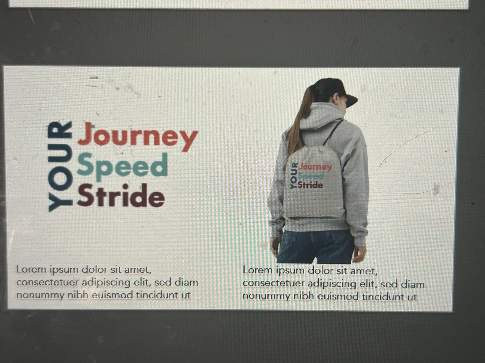 Stride hoodie mockup with tagline