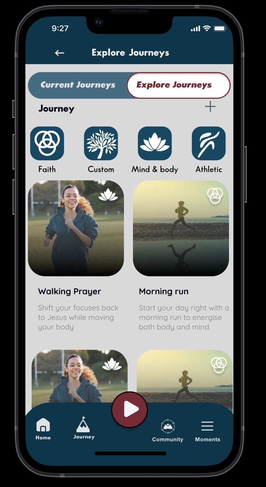 Stride explore journeys screen
